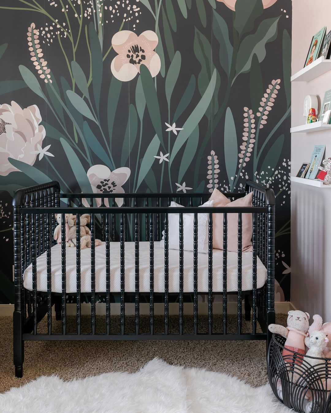 Black, pink, and green nursery