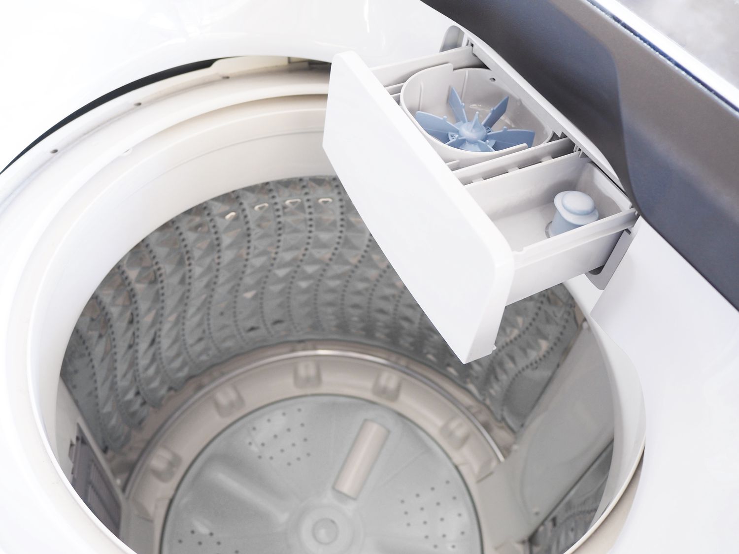 Top view of white washing machine