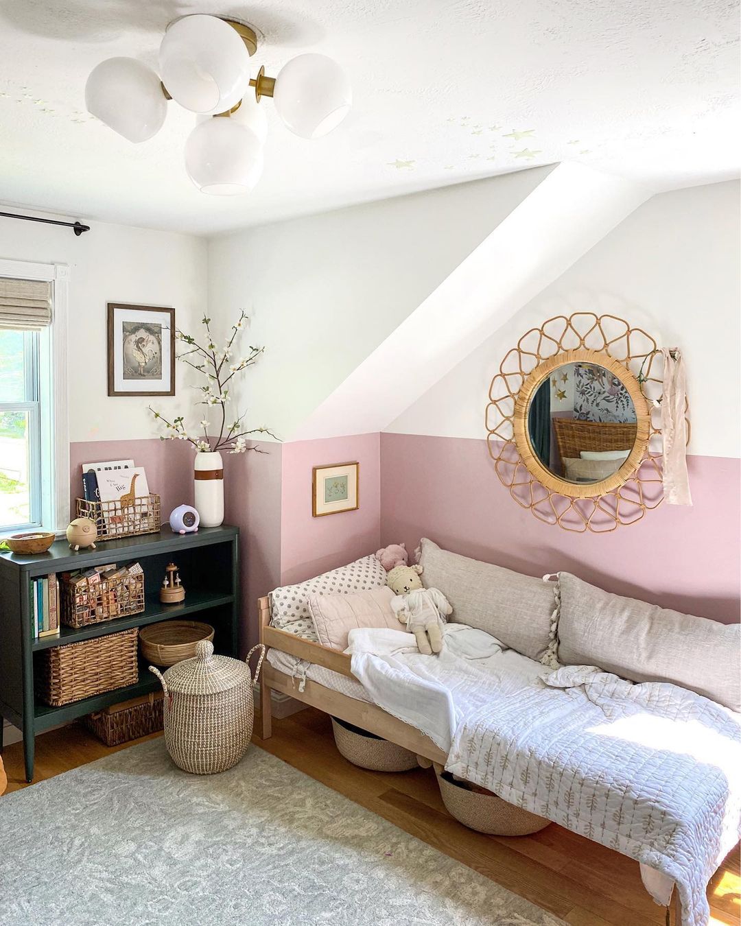 Pink bedroom with storage