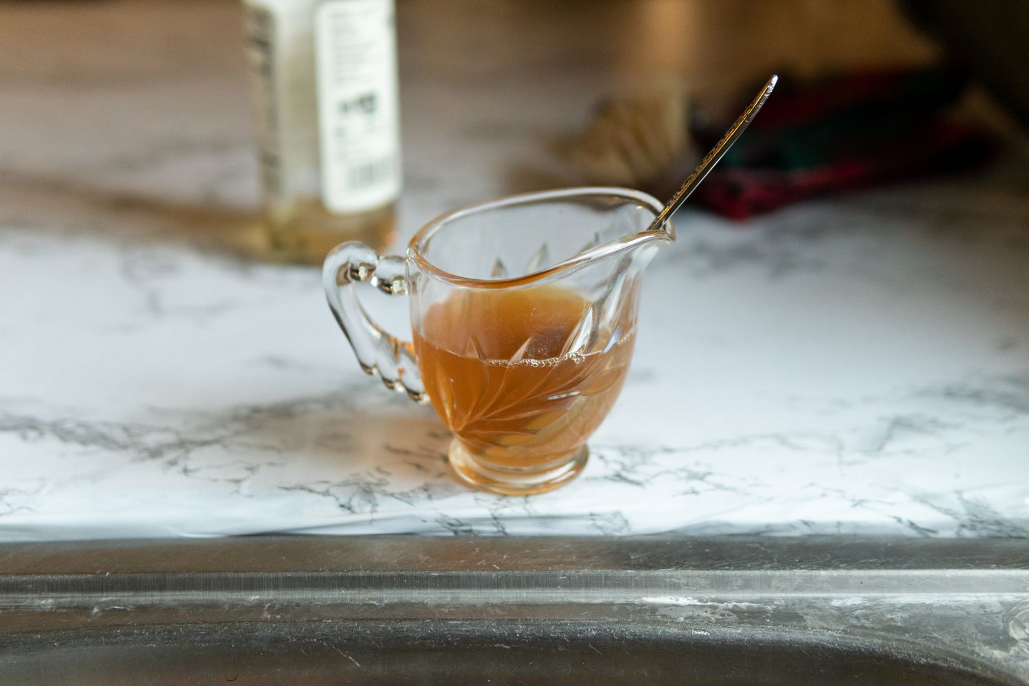 glass serving bowl of apple cider vinegar