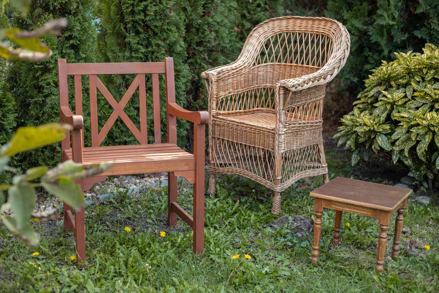 airing out new furniture outside in yard