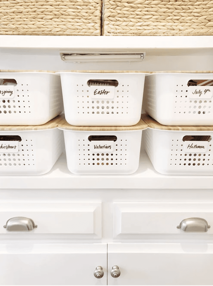 Seasonal storage bins.